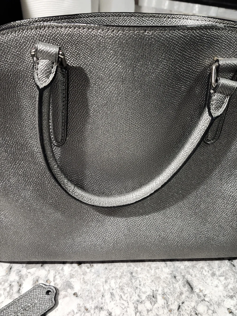 Coach Metallic Silver Leather Satchel